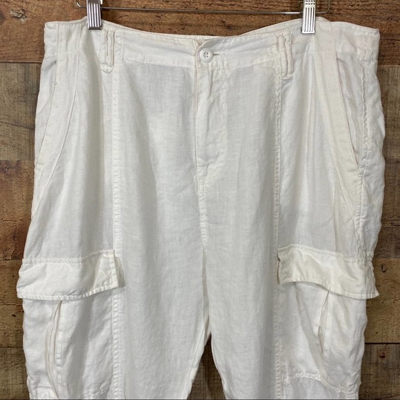 Joie Telutci Lace-Up Linen Cargo Pants White Size 12 - Picture 7 of 13